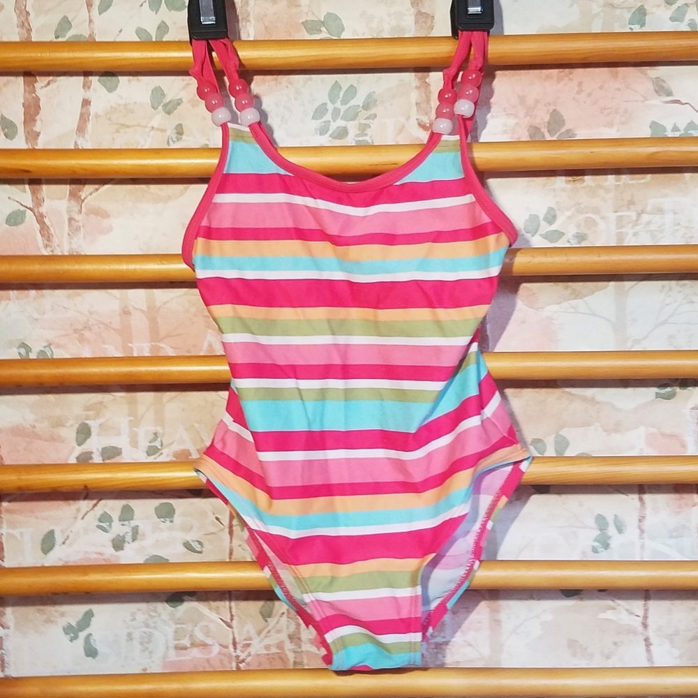 Gymboree Girls 4 Swimsuit 1pc - beads rainbow